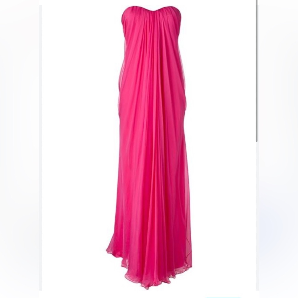 Alexander McQueen chiffon  Strapless Fuchsia Gown